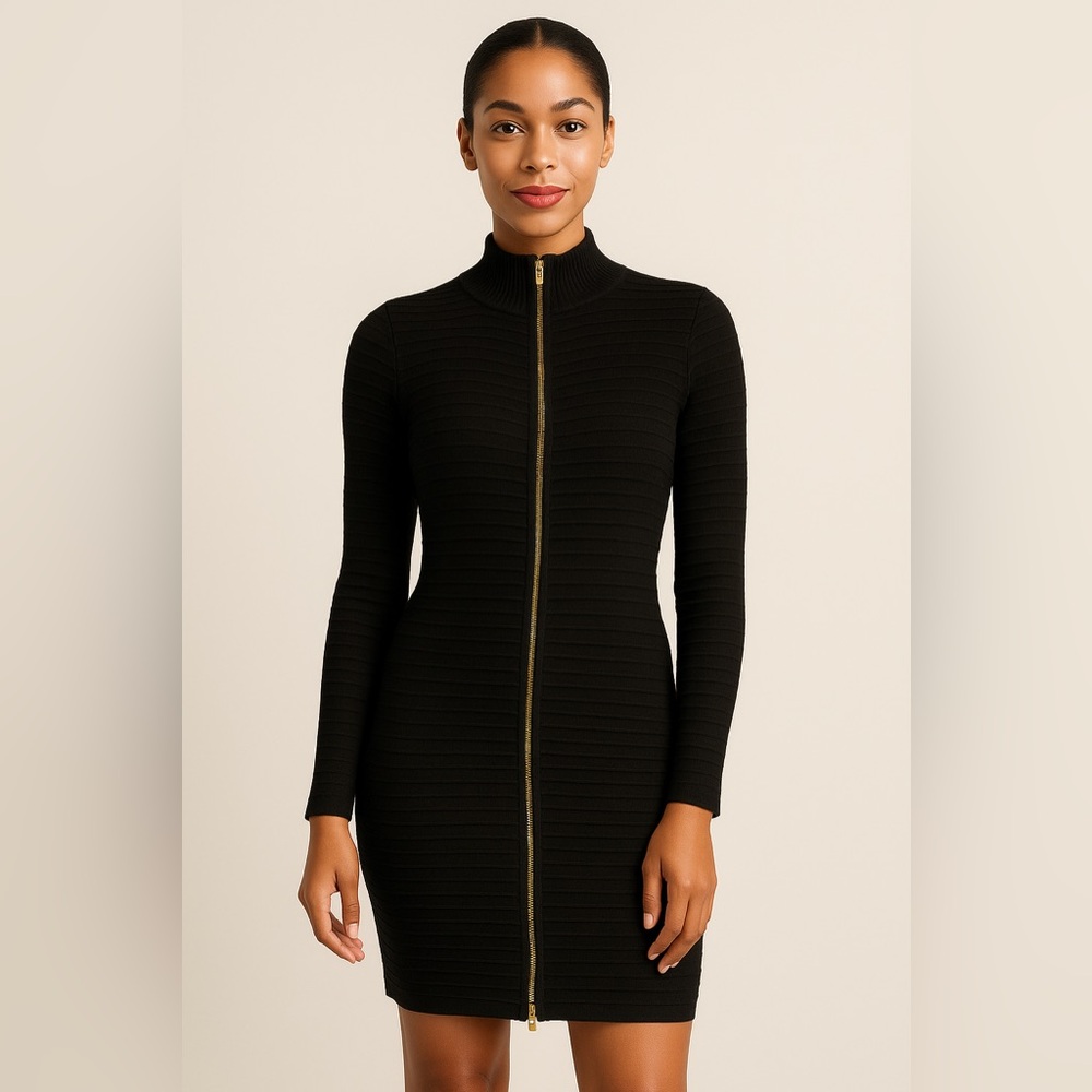 Calvin Klein Black Ribbed Sweater Dress Size Small